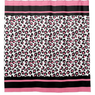 Shower Curtain/ Cheetah Print Pink, zwart en wit Douchegordijn