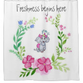 Shower Curtain Elephant Floral Douchegordijn (Voorkant)
