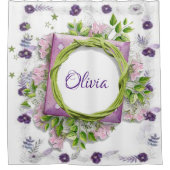 Shower Curtain Floral Paars Douchegordijn (Voorkant)