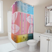 Shower Curtain/Flower Pedals en Rain Druppels Douchegordijn (In situ)