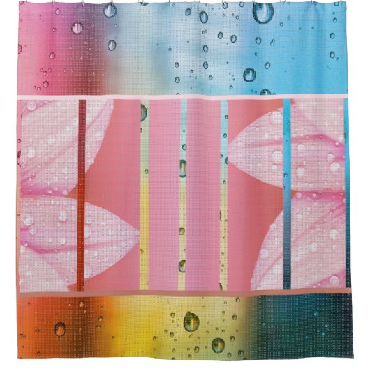 Shower Curtain/Flower Pedals en Rain Druppels Douchegordijn (Voorkant)