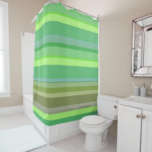 Shower Curtain Green Blue Yellow Stripes Douchegordijn (In situ)