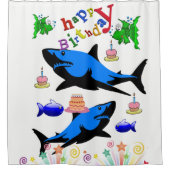 Shower Curtain Happy Birthday Shark Douchegordijn (Voorkant)
