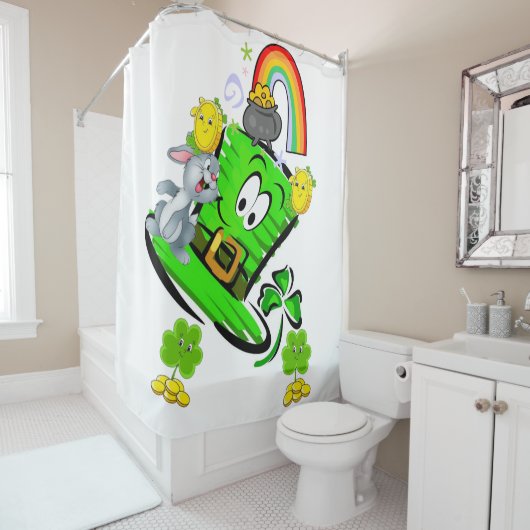 Shower Curtain Happy St. Patrick's Day  Rabbit Douchegordijn (In situ)
