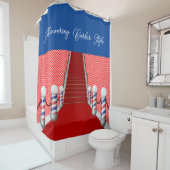 Shower Curtain met barber stijl rood blauw Douchegordijn (In situ)