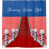Shower Curtain met barber stijl rood blauw Douchegordijn (Voorkant)