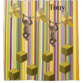 Shower Curtain Monkeys Rope Stripe Douchegordijn (Voorkant)