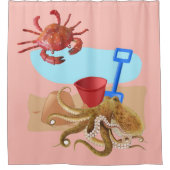 Shower Curtain Octopus Crab Beach Douchegordijn (Voorkant)