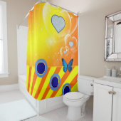 Shower Curtain, Oranje, blauw Douchegordijn (In situ)