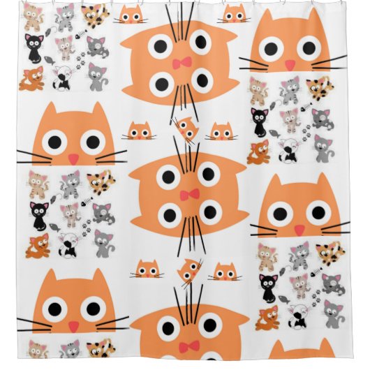 Shower Curtain Oranje katten Douchegordijn (Voorkant)