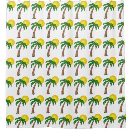 Shower Curtain/Palm Trees en Sun Douchegordijn (Voorkant)