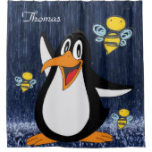 Shower Curtain Penguin Bumblebee Rain Douchegordijn (Voorkant)