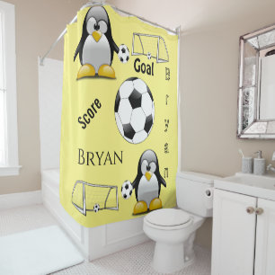 Shower Curtain Penguin Voetbal Goal Douchegordijn