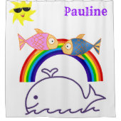Shower Curtain Rainbow Sun Whale Fish Douchegordijn (Voorkant)