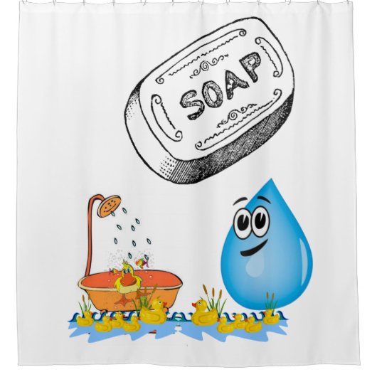 Shower Curtain Soap Ducks Fish Douchegordijn (Voorkant)