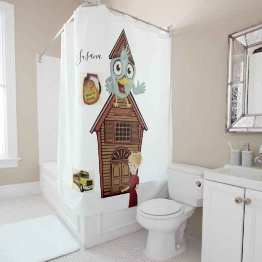 Shower Curtain Terug naar school Leerbus Douchegordijn (In situ)