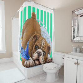 Shower Curtain voor afspeelbare hond en vlinder Douchegordijn