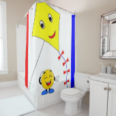 Shower Curtain Yellow Kite Douchegordijn (In situ)