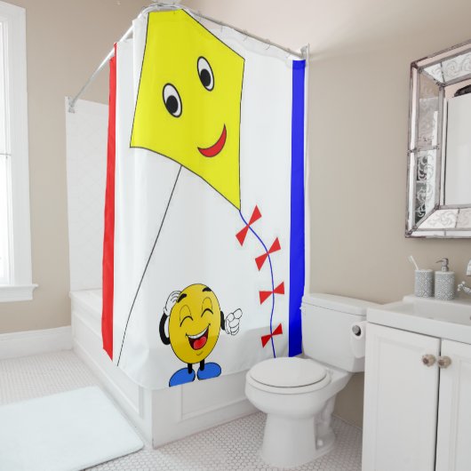 Shower Curtain Yellow Kite Douchegordijn (In situ)