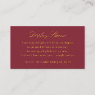 Shower Custom Colors Burgundy and Gold Informatiekaartje