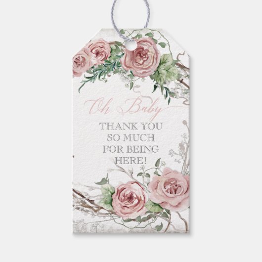Shower Hartelijk dank Labels Boho Blush Roos Art Cadeaulabel (Voorkant)