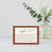 Shower Heart Gold Script Burgundy Gift Label Informatiekaartje (Staand voorkant)
