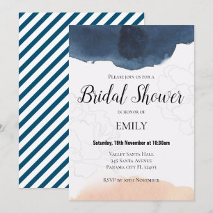 Shower Invitation Navy and Peach Bridal Kaart
