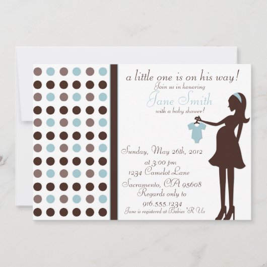 Shower Invitation van Brown and Blue Baby Kaart (Voorkant)