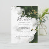 Shower Invite | Emerald Green Waterverf Geode Kaart (Staand voorkant)