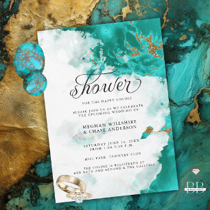 Shower Invite Modern Turquoise Waterverf Geode Kaart