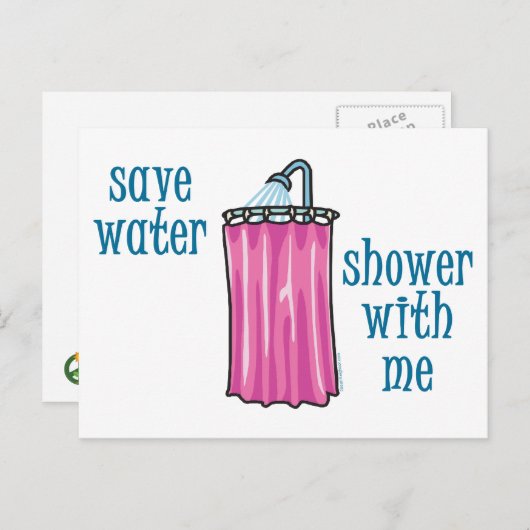 Shower met mij - bespaar water briefkaart (Voorkant / Achterkant)