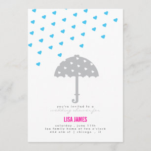 Shower met Umbrella en Hearts Invitation Kaart