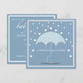 Shower of Hearts Blue Baby shower Invitation Kaart (Voorkant / Achterkant)