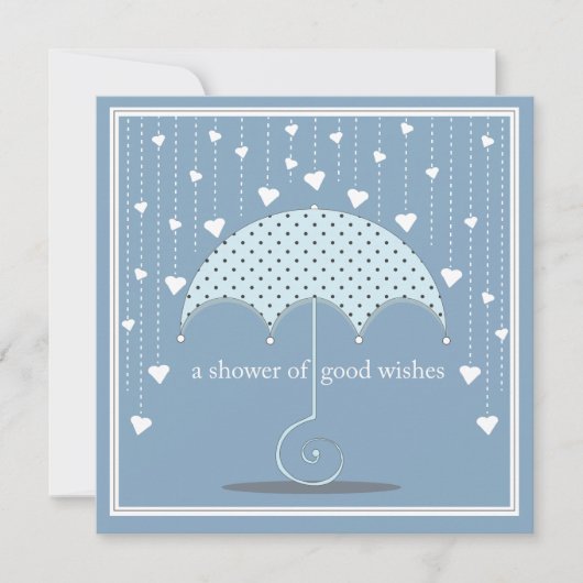 Shower of Hearts Blue Baby shower Invitation Kaart (Voorkant)