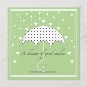 Shower of Hearts Green Baby shower Invitation Kaart
