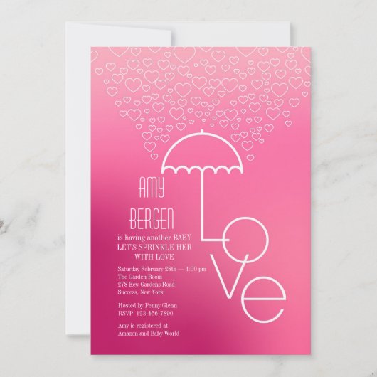 Shower of Love Pink Invitation Kaart (Voorkant)