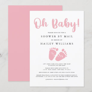 Shower per Mail   Oh Baby Girl Pink Baby Feet Kaart