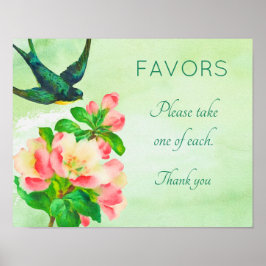 Shower Sign voor vogels en bloemen Poster