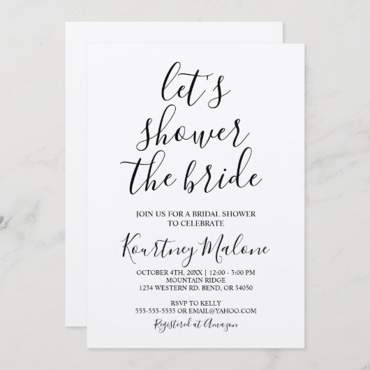 Shower The Bride Rustic Invitation (Devant / Derrière)