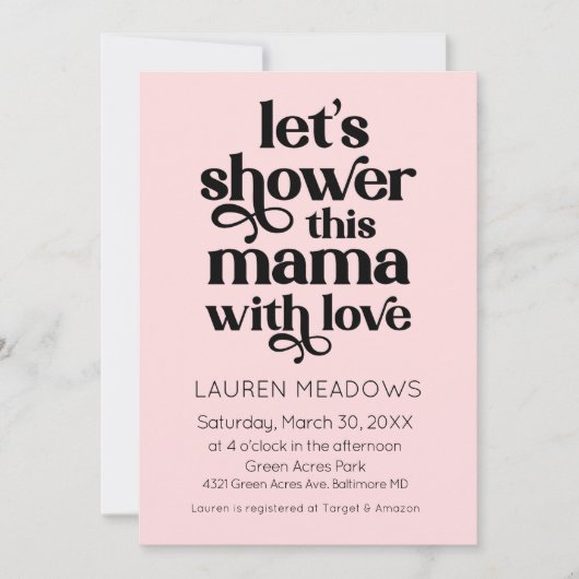 Shower This Mama Typography Invitation (Devant)