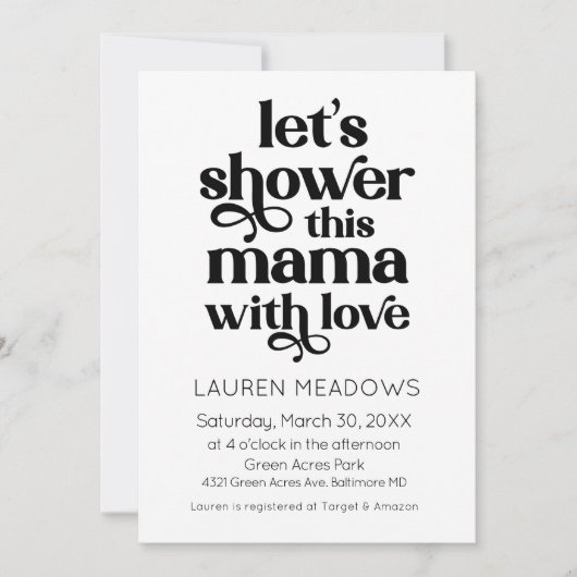Shower This Mama Typography Invitation (Devant)