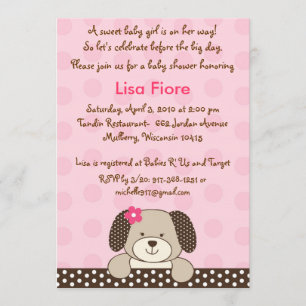 Shower-uitnodigingen voor Girl Puppy Dog Baby Kaart