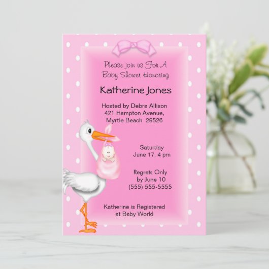 Shower-uitnodigingen voor winkels en babymeisjes kaart (Staand voorkant)