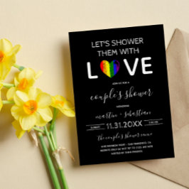 Shower with Love RainbowHeart LGBT Couple's Shower Kaart
