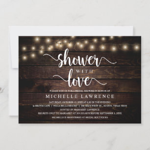 Shower with Love, Rustic Vrijgezellenfeest Celebra Kaart