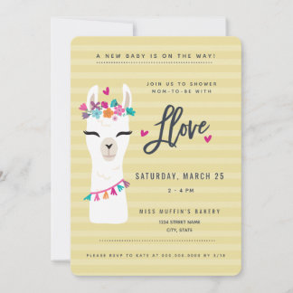 Showered in Llove // Lama baby shower Invitation