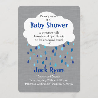 "Showered with Love" Baby Boy Uitnodiging
