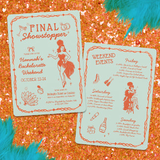 Showgirl Final Showstopper Bachelorette Uitnodigin Kaart