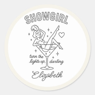 Showgirl Martini Bachelorette Ronde Sticker