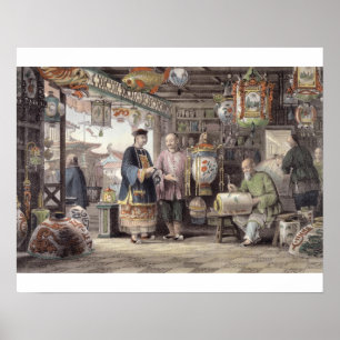 Showroom van een Lantaarns-koopman in Peking, van Poster